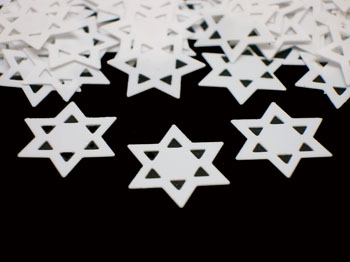 Star of David, White Confetti Available by the Packet or Pound